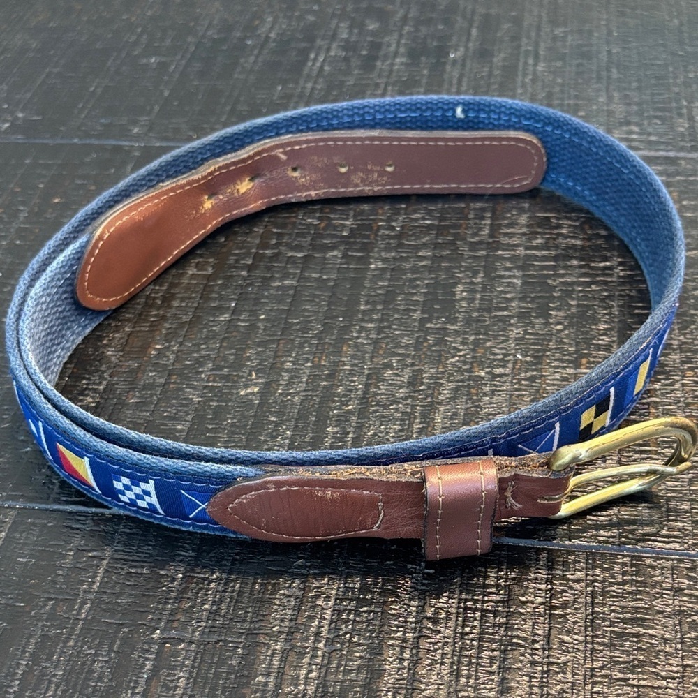 Maritime Nautical Flag Canvas Leather Belt size 38